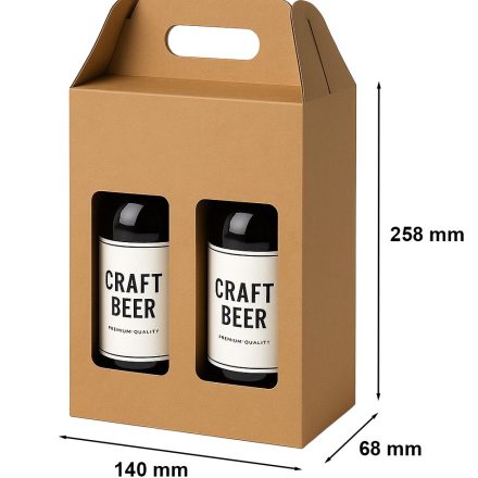 Boîte en carton avec fenêtre et poignée 140x68x258mm na 2 bière F217