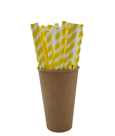 Papier pailles vert jaune rayures 8x210 mm 250 pcs à boire