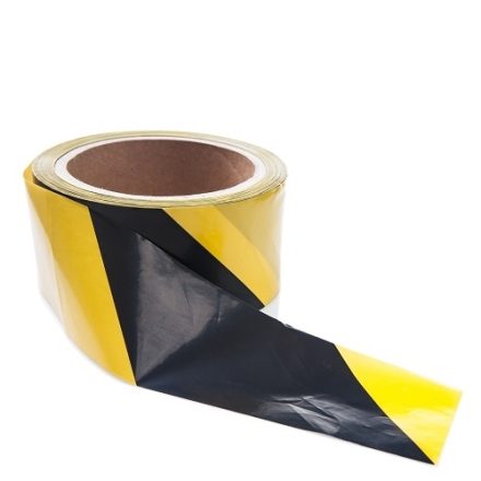 Bande d'avertissement débarrassant jaune-noir 75mm/100m sans colle
