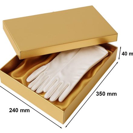 Boîte à mode laminée 350x240x40 mm or avec capuchon