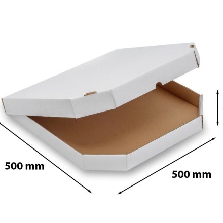 Cartons pour pizza 500x500x40 mm, grand emballage blanc