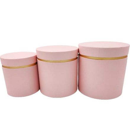 Ensemble de boîtes rondes en carton pour fleurs flooverbox rose 3 pcs