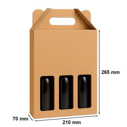 Boîte en carton sur 3 bière, carton, marron 210x70x265 mm