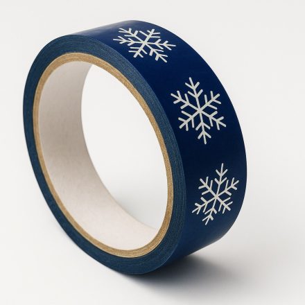 Bande de paquet de Noël décoratif bleu avec étoiles 24 mm x 54 m